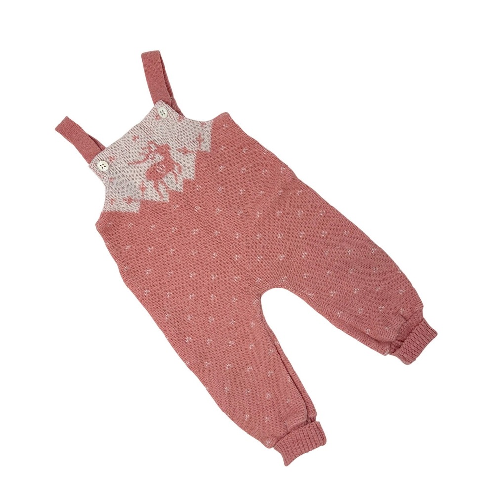 Vintage Childrens Petit Bateau Knit Overalls‎ Pink 18M